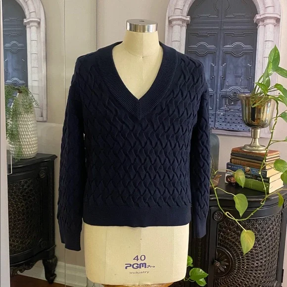 Gant Navy Blue Cotton V Neck sweater ladies size S - Picture 8 of 11
